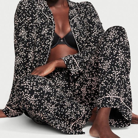 VS XXL Reg 30" Inseam Modal PJ Set Black with Hearts So Comfy! PJ P.J. pjs NWT - Picture 4 of 8